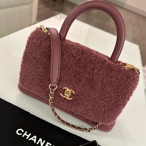 Chanel Bag Shearling Lambskin Small Coco Handle Flap Pink